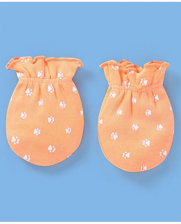 Babyhug 100% Cotton Knit Striped Mittens Pack of 3 - Orange Green & Blue