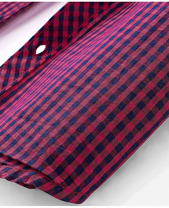 Pine Kids Full Sleeves Checked Shirt With Chest Print Inner T-shirt - Maroon