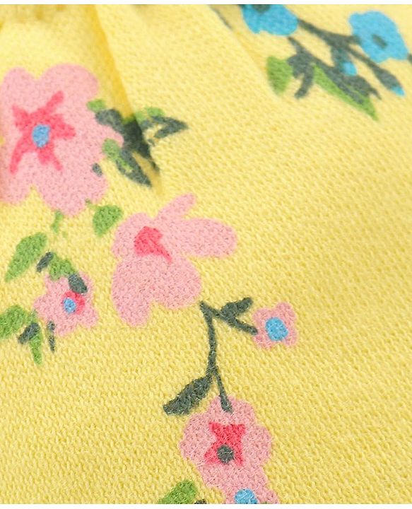 Babyhug 100% Cotton Mittens and Booties Floral Print - Yellow