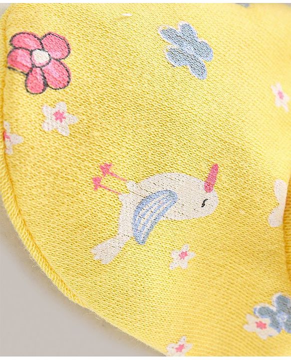 Babyhug 100% Cotton Mittens & Booties Set Floral Print - Yellow