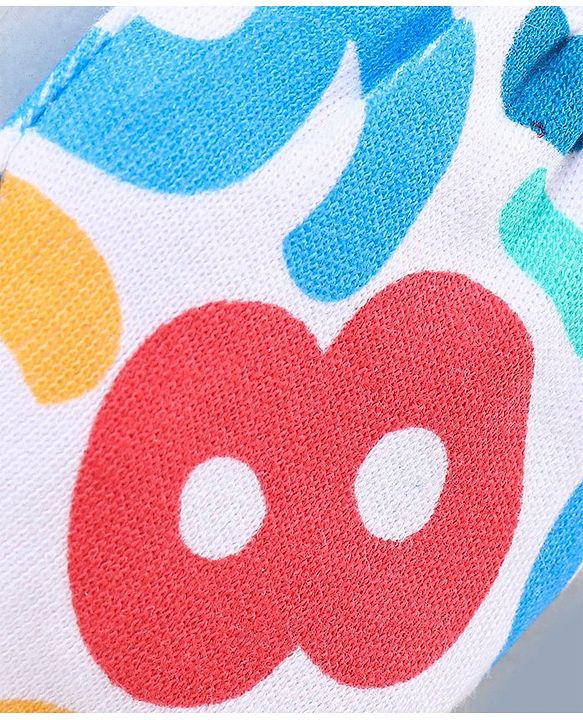 Babyhug 100% Cotton Mittens & Booties Set Numbers Print - Red & White