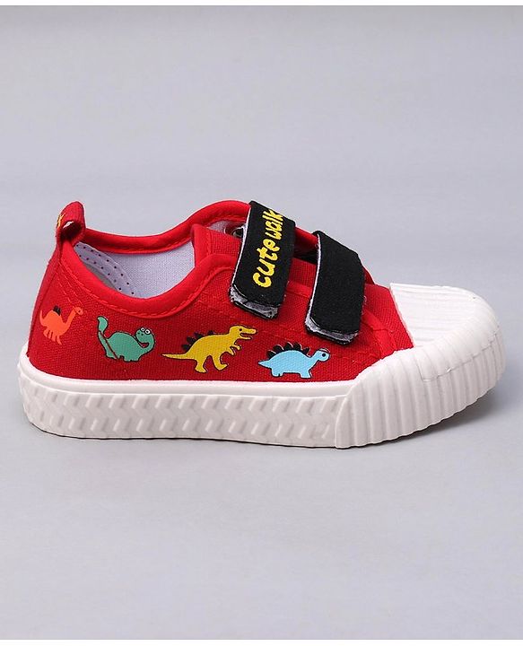 Cute Walk by Babyhug Velcro Closure Dino Printed Casual Shoes - Red