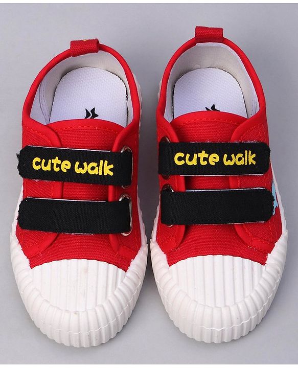 Cute Walk by Babyhug Velcro Closure Dino Printed Casual Shoes - Red