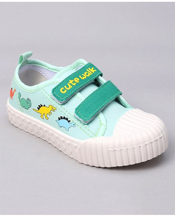 Cute Walk by Babyhug Velcro Closure Dino Printed Casual Shoes - Green