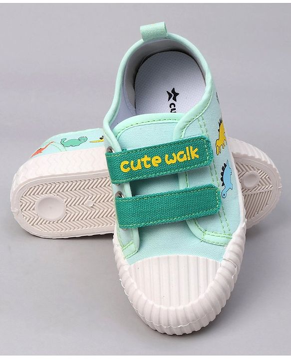 Cute Walk by Babyhug Velcro Closure Dino Printed Casual Shoes - Green