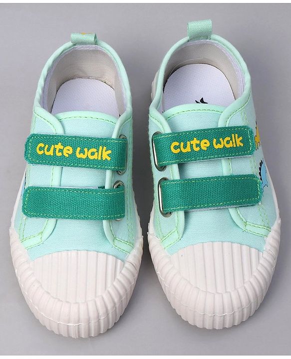 Cute Walk by Babyhug Velcro Closure Dino Printed Casual Shoes - Green