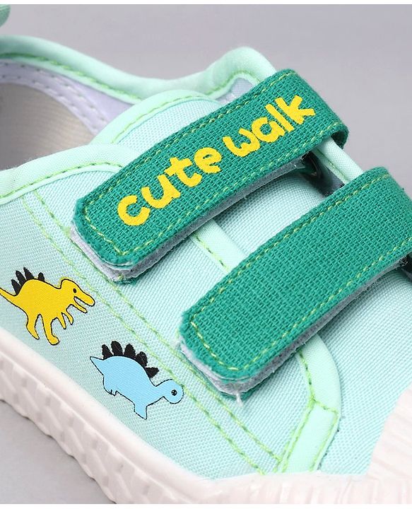 Cute Walk by Babyhug Velcro Closure Dino Printed Casual Shoes - Green