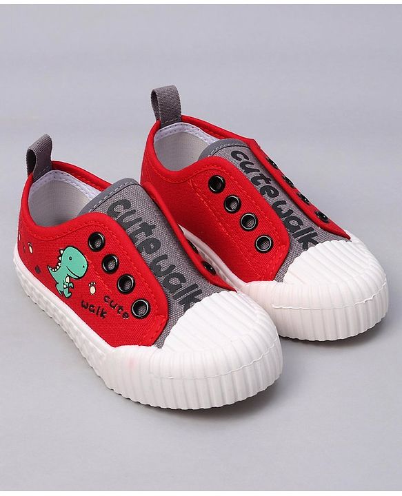 Cute Walk by Babyhug Slip On Dino Printed Casual Shoes - Red