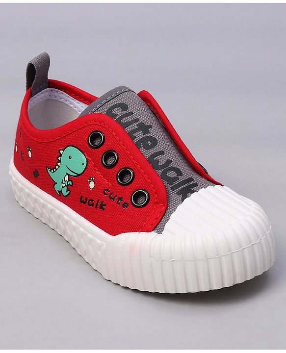 Cute Walk by Babyhug Slip On Dino Printed Casual Shoes - Red