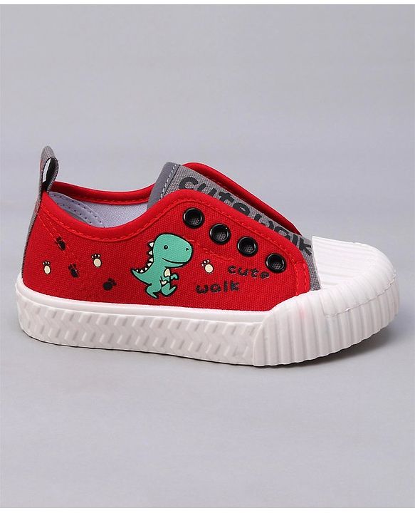 Cute Walk by Babyhug Slip On Dino Printed Casual Shoes - Red