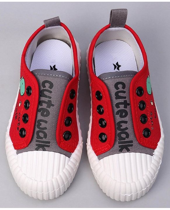 Cute Walk by Babyhug Slip On Dino Printed Casual Shoes - Red