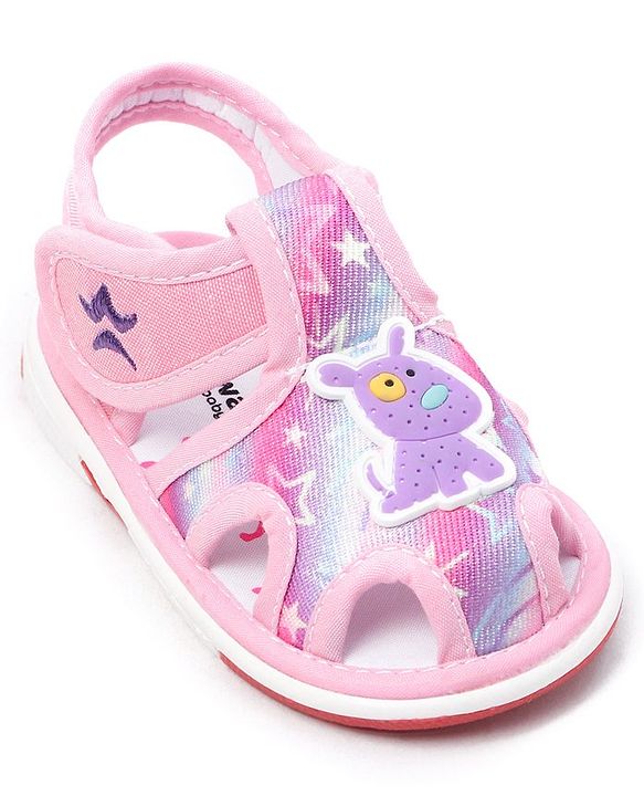 Cute Walk by Babyhug Velcro Closure Sandals Puppy Patch - Pink