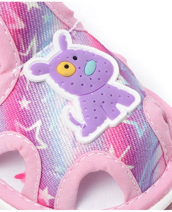 Cute Walk by Babyhug Velcro Closure Sandals Puppy Patch - Pink