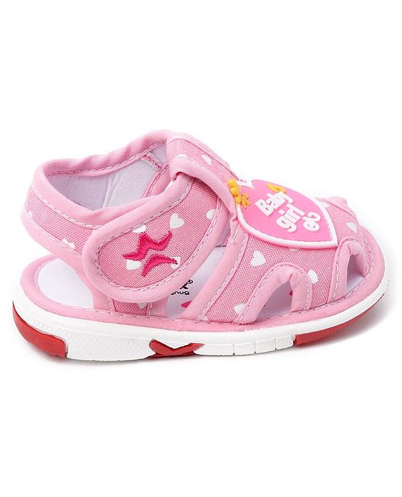 Cute Walk by Babyhug Velcro Closure Sandals Heart Patch - Pink