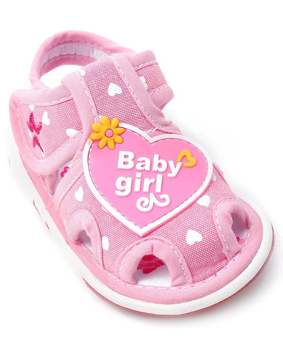 Cute Walk by Babyhug Velcro Closure Sandals Heart Patch - Pink