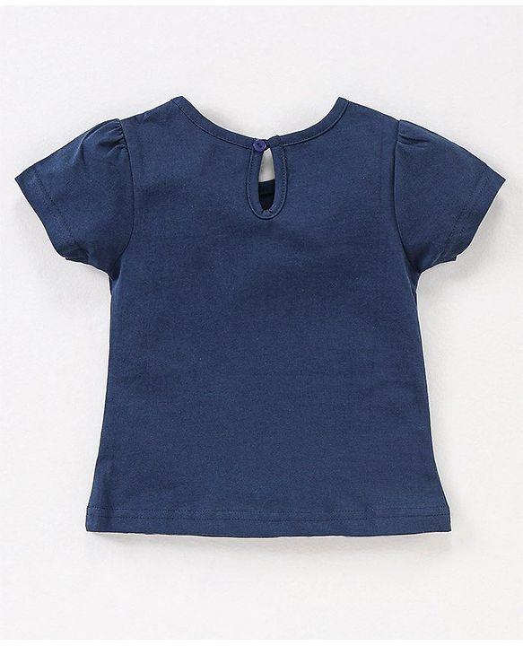 Babyhug Half Sleeves Cotton Capri Night Suit Tortoise Print - Navy Blue & Pink