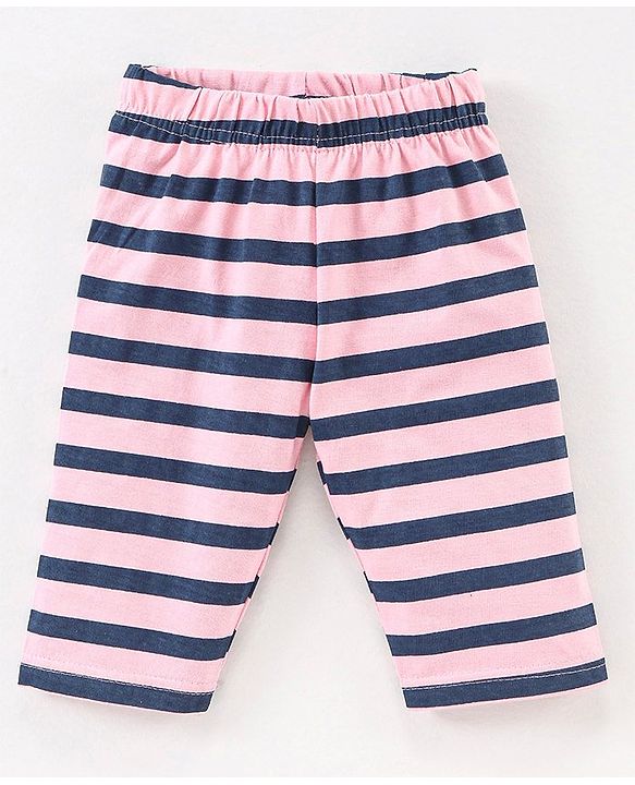 Babyhug Half Sleeves Cotton Capri Night Suit Tortoise Print - Navy Blue & Pink