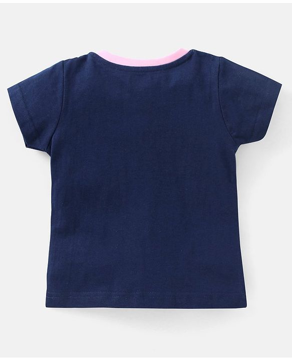 Babyhug Cotton Knit Half Sleeves Night Suit Moon Print - Navy Blue
