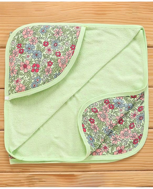 Babyhug Terry Bath Towel Floral Print - Green