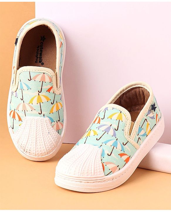 Cute Walk by Babyhug Slip on Casual Shoes with Umbrella Print - Blue