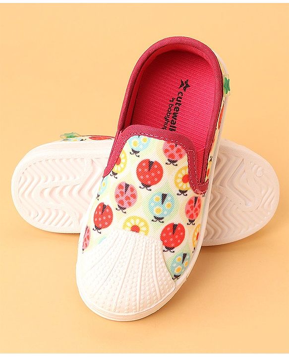 Cute Walk by Babyhug Slip On Bugs Printed Casual Shoes - Pink