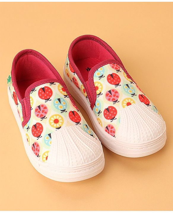 Cute Walk by Babyhug Slip On Bugs Printed Casual Shoes - Pink