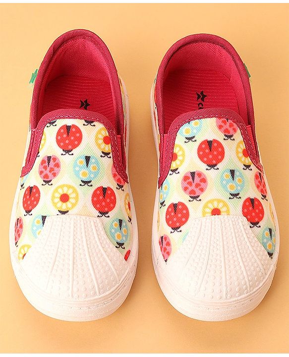 Cute Walk by Babyhug Slip On Bugs Printed Casual Shoes - Pink
