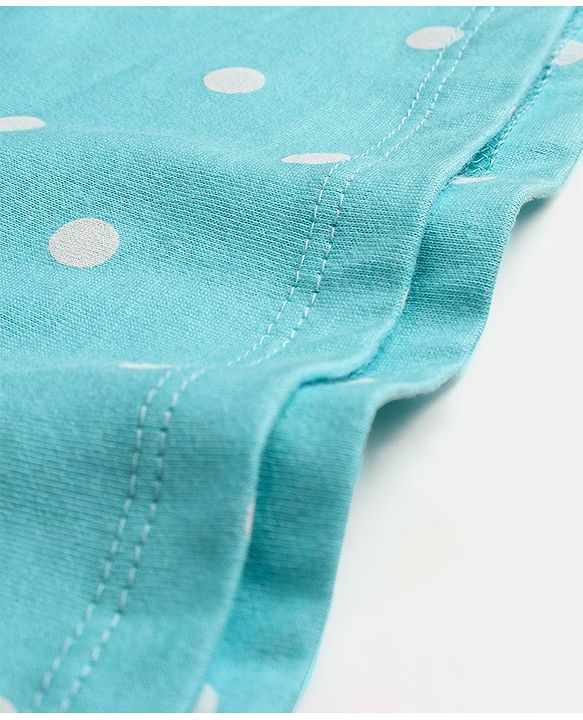 Babyhug 100% Cotton Knit Sleeveless Top Polka Dots Print - Light Blue