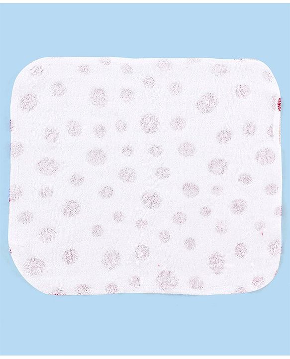Babyhug Knitted Terry Wash cloth Pack of 6 Polka Dots Print - Red & White