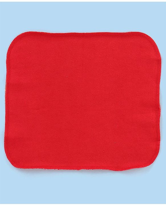 Babyhug Knitted Terry Wash cloth Pack of 6 Polka Dots Print - Red & White