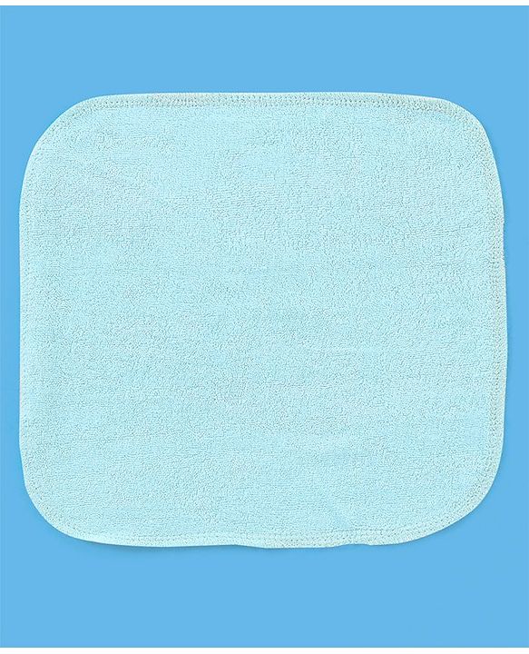 Babyhug Knitted Terry Solid Wash Cloth Pack of 6 - Navy Sky Blue & Red