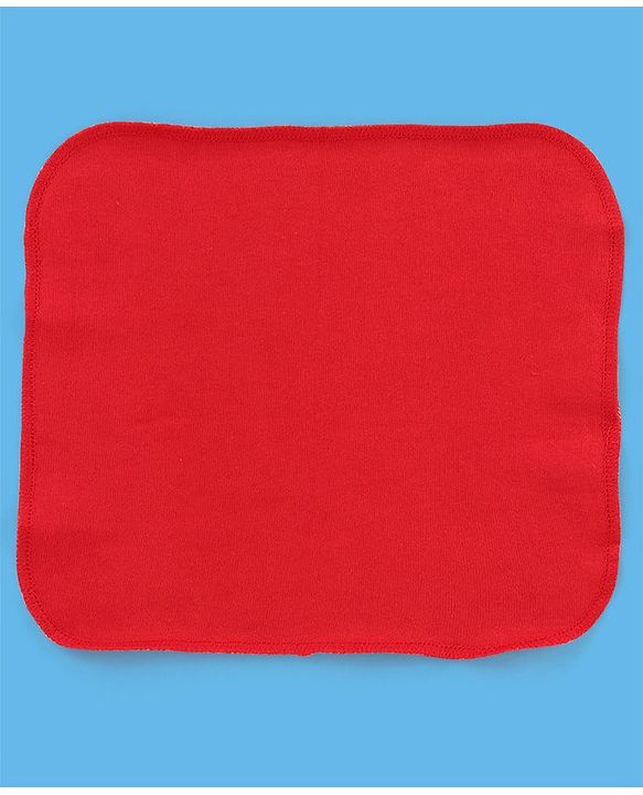 Babyhug Knitted Terry Solid Wash Cloth Pack of 6 - Navy Sky Blue & Red