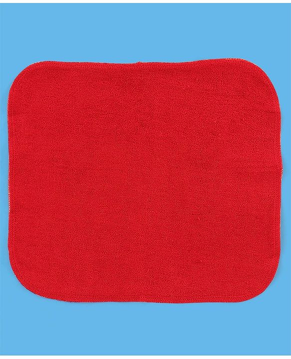 Babyhug Knitted Terry Solid Wash Cloth Pack of 6 - Navy Sky Blue & Red