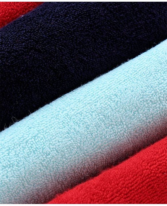 Babyhug Knitted Terry Solid Wash Cloth Pack of 6 - Navy Sky Blue & Red