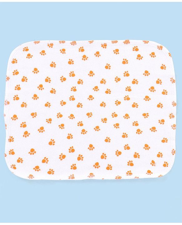 Babyhug Knitted Terry Wash Cloth Pack of 6 Paws Print - Orange & White