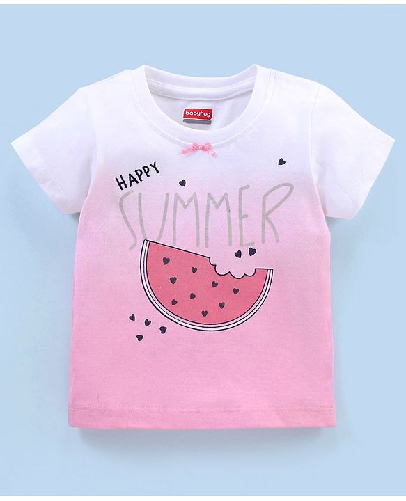 Babyhug Cotton Half Sleeves Capri Night Suit Watermelon Print - Pink