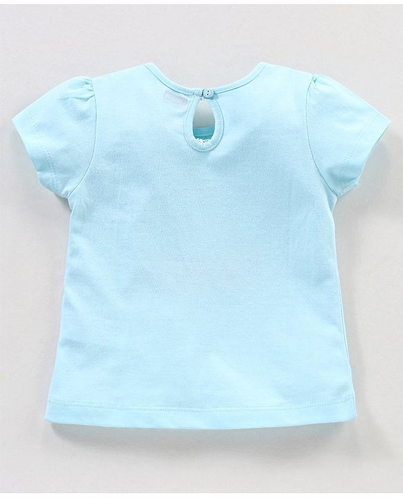 Babyhug 100% Cotton Knit Half Sleeves Cherry Graphics Detailing Tee - Mint Green