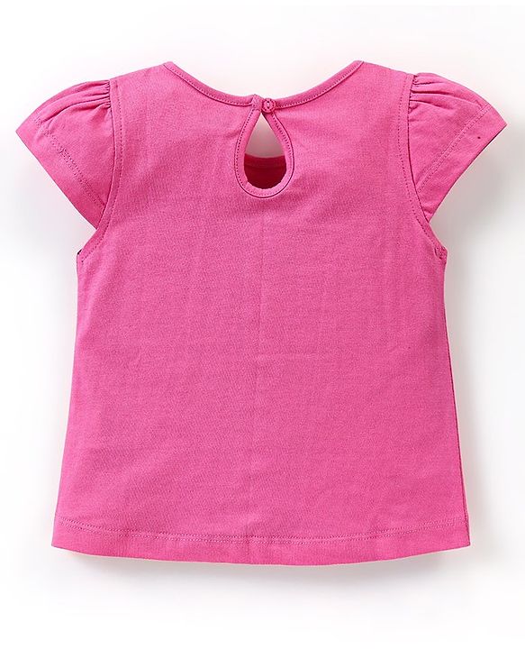 Babyhug 100% Cotton Knit Cap Sleeves T-Shirt Floral Print - Pink