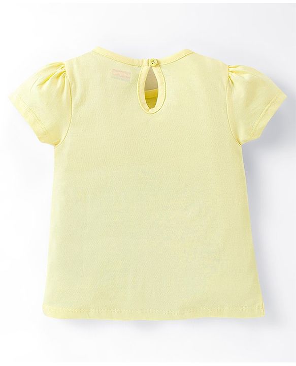 Babyhug Cotton Half Sleeves Capri Night Suit Milk & Cookies Print- Yellow & Pink