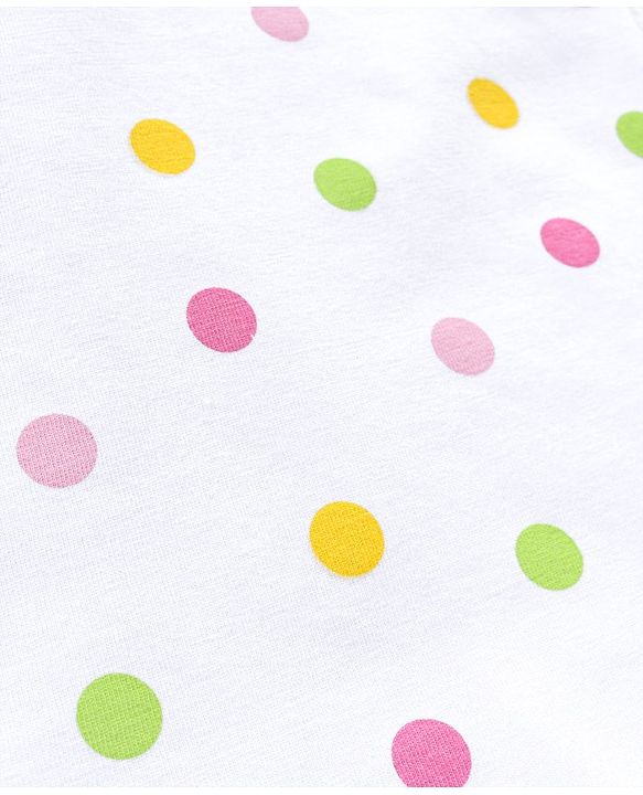 Babyhug 100% Cotton Knit Cap Sleeves Dot Printed Tee - White