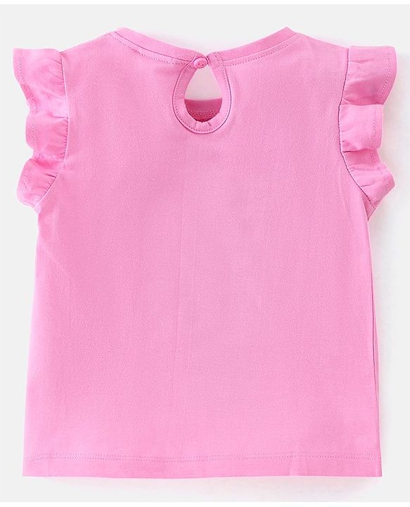 Babyhug 100% Cotton Knit Half Sleeves Top and Shorts Toucan Sequin Print - Blue & Pink