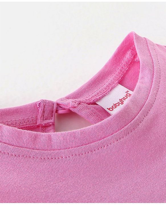 Babyhug 100% Cotton Knit Half Sleeves Top and Shorts Toucan Sequin Print - Blue & Pink