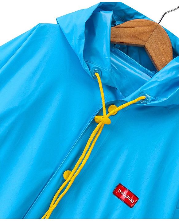 Babyhug Full Sleeves Hooded Monster Graphics Raincoat - Blue