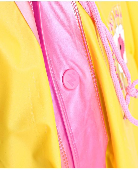 Babyhug PVC  Opaque Full Sleeves Poncho Raincoat Text Print - Yellow