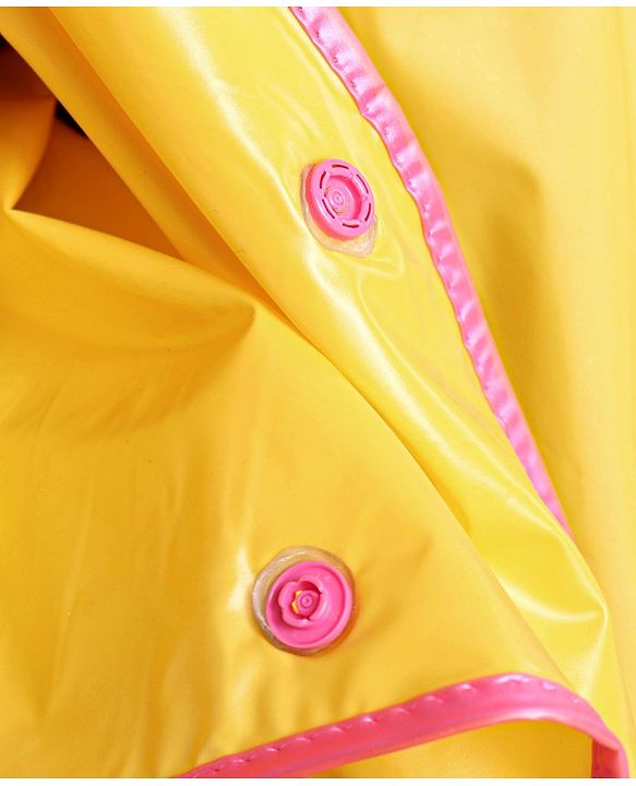 Babyhug PVC  Opaque Full Sleeves Poncho Raincoat Text Print - Yellow