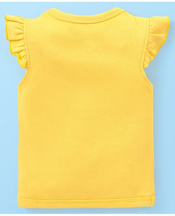 Babyhug 100% Cotton Knit Short Sleeves Set of Vests Butterfly Print Pack of 3 - Pink White & Yellow