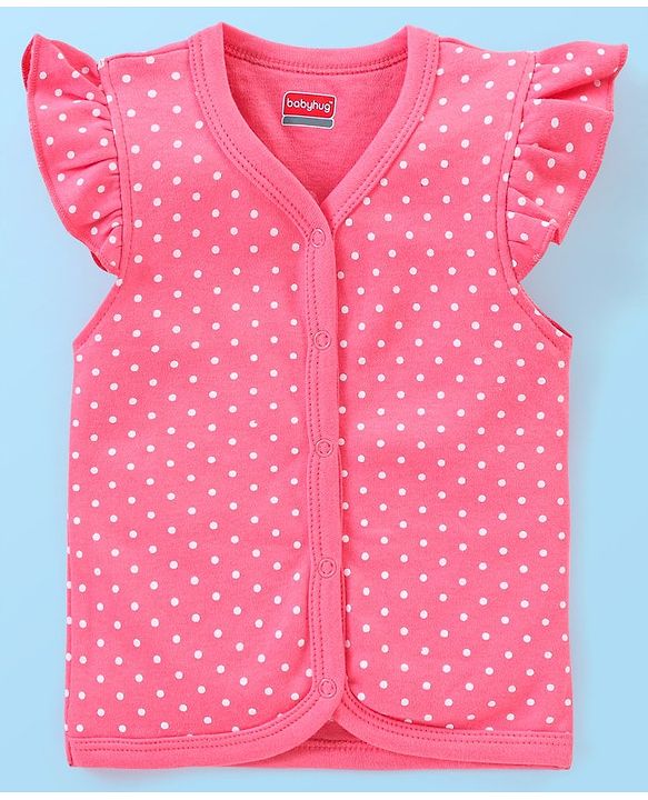 Babyhug 100% Cotton Knit Short Sleeves Set of Vests Butterfly Print Pack of 3 - Pink White & Yellow