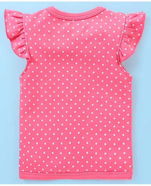 Babyhug 100% Cotton Knit Short Sleeves Set of Vests Butterfly Print Pack of 3 - Pink White & Yellow