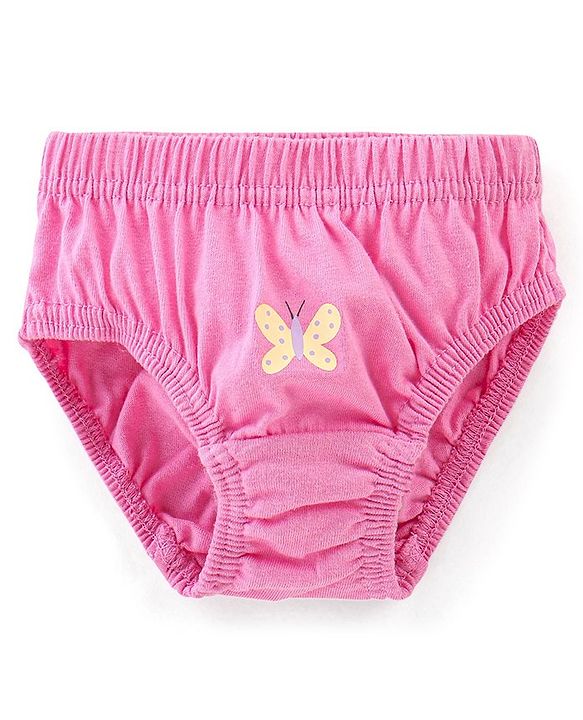 Babyhug 100% Cotton Antibacterial Panties Polka Dots & Butterflies Print Pack Of 3 - Purple White & Pink