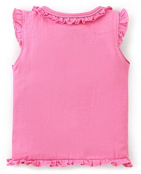 Babyhug 100% Cotton Knit Frill Sleeves Antibacterial Vest Koala Print - Pink